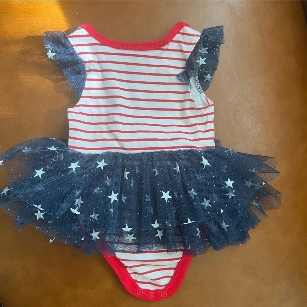 Baby Starters Baby Girl 3M Infant Red Stripe 4th of July Romper Bodysuit